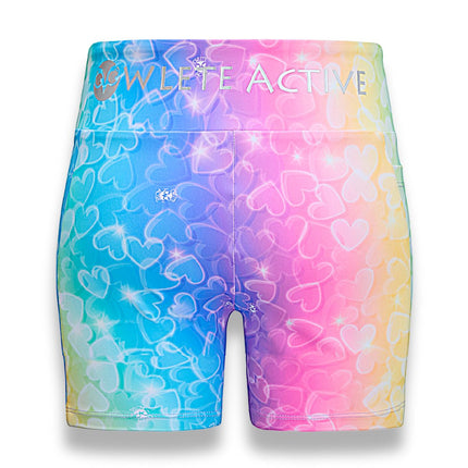 owlete active rainbow explosion gyms shorts with pocket for girls