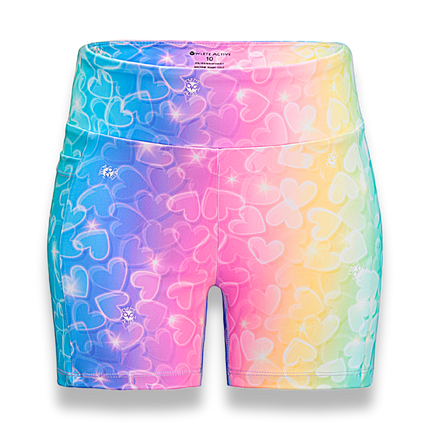 owlete active rainbow explosion gyms shorts with pocket for girls