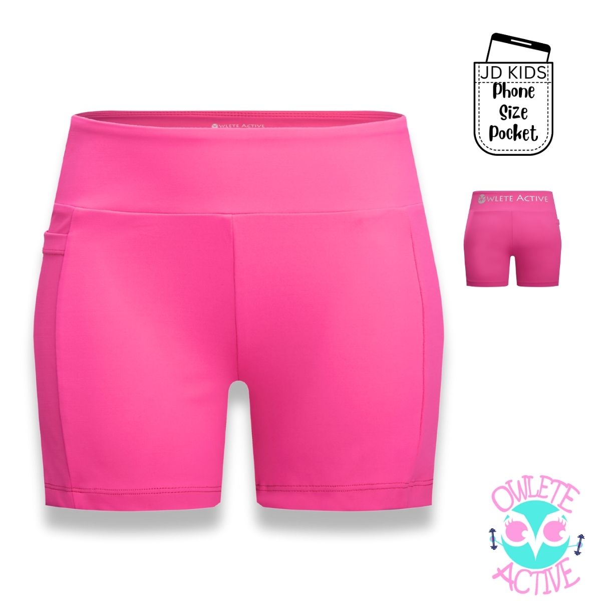 Party Pink Gym And Swim Cross Front Pocket Booty Shorts