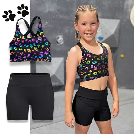 owlete active black shorts with stand out decals diabetes friendly pocket high quality squat proof for kids