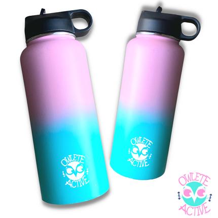 owlete active one litre drink bottle mint green and pink ombre