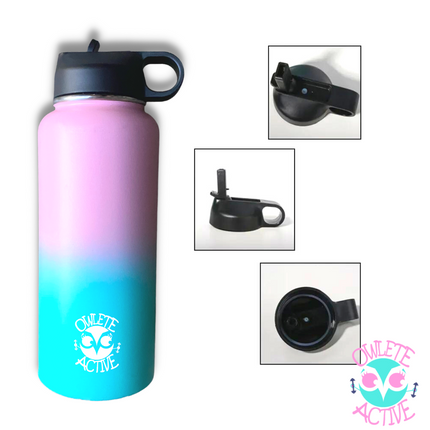 owlete active one litre personalised drink bottle mint green and pink ombre