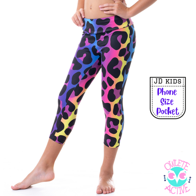 Kids Printed Sports Leggings - Pink Leopard Print (5-13yrs) – LC Activewear
