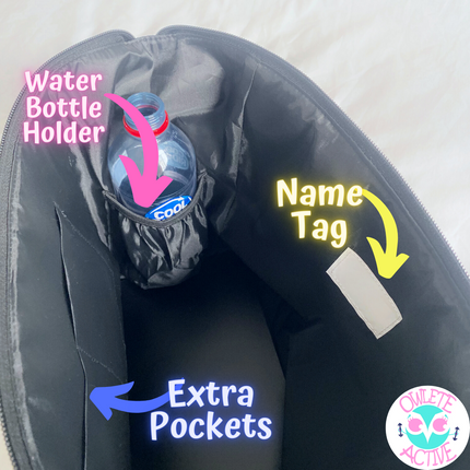 owlete active Kool Leopard gym bag with secret pockets mobile phone pocket and waterbottle holder