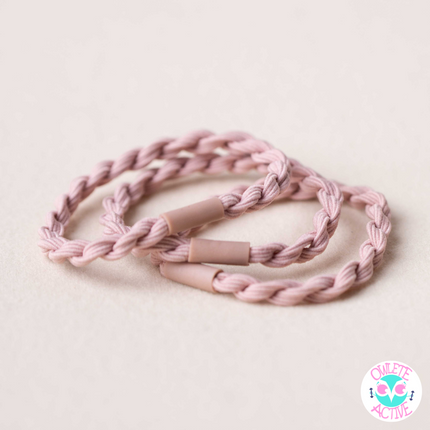 owlete active hair accessories light pink twisty hair elastics in a pack of three